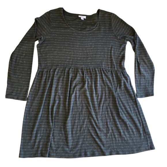 Pure Jill Tunic Dress Moss Green Heather Stripe Size M Long Sleeve Scoop Neck - Picture 8 of 8